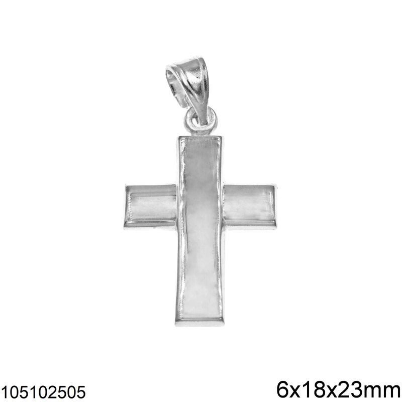 Silver 925 Cross Pendant Shine Finish 6x18x23mm