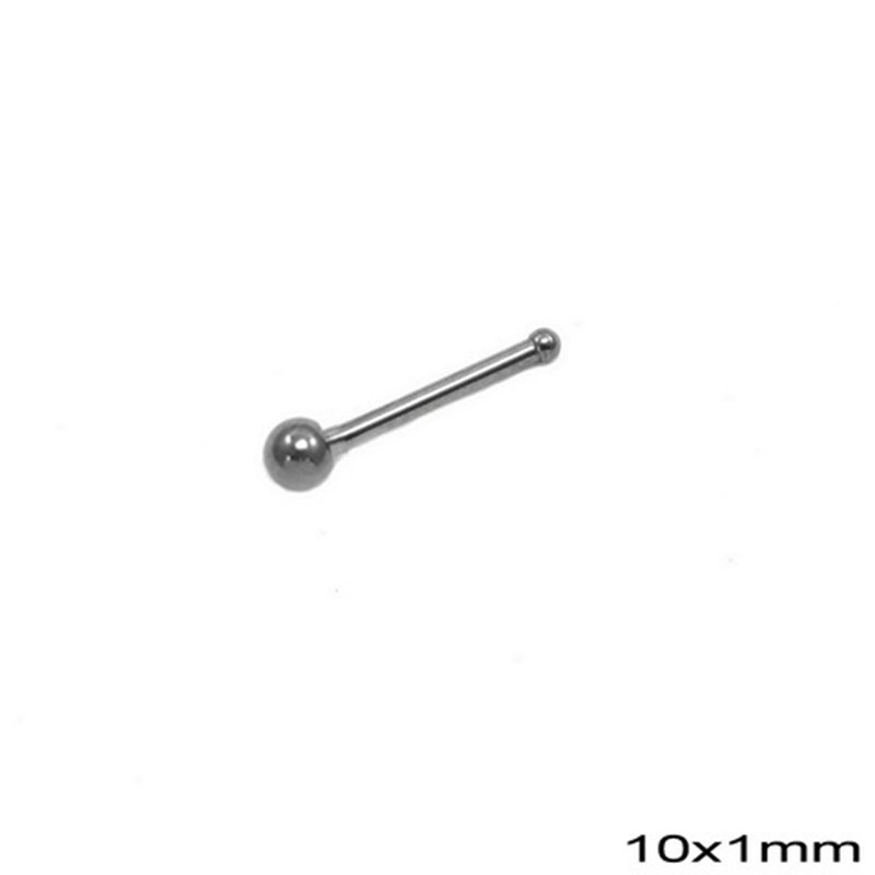 Titanium Nose Stud 1,8x10mm with 1mm Ball