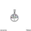 Silver 925 Pendant Tree in a Circle with Zircon 12mm
