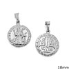 Silver 925 Coin Pendant with Cross 18mm