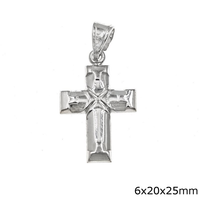 Silver 925 Cross Pendant 6x20x25mm