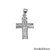 Silver 925 Cross Pendant Jesus Christ 5x18x25mm