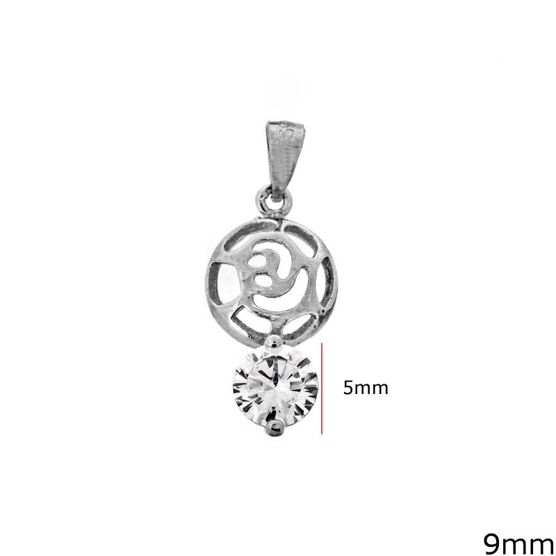 Silver 925 Lacy Pendant with Zircon 