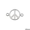 Silver 925 Spacer Peace Sign 15mm