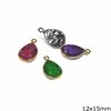 Silver 925 Bezel Pearshaped Pendant with Semi Precious Stone 12x15mm