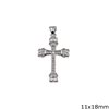Silver 925 Pendant Cross with Zircon 11x18mm