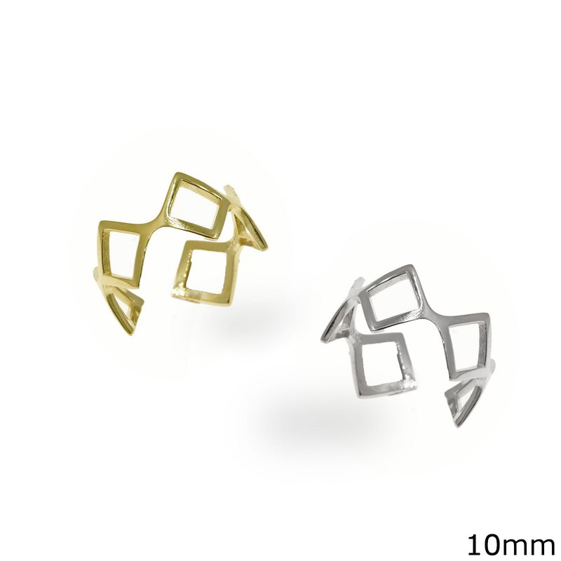 Δαχτυλίδι Ασημένιο 925  Ανοιγόμενο Βέρα με Ρόμβους 10mm