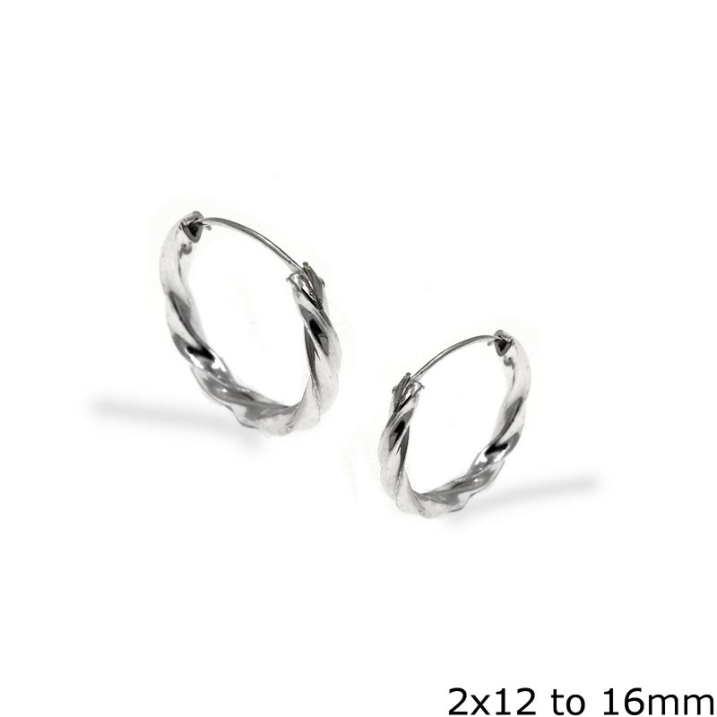 Silver925  Twisted Hoop Earrings 2mm