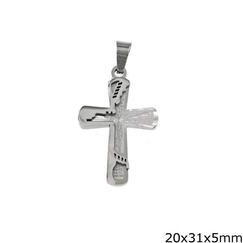 Stainless Steel Pendant Cross with Wishes 20x31x5m
