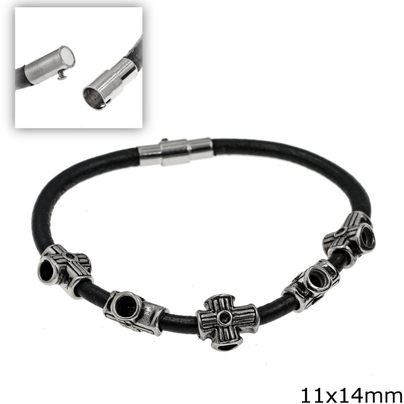 Stainless Steel Bracelet with Cross 11x14mm 