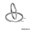 Iron Split Ring Rounded Wire 30x2x3mm, Nickel color