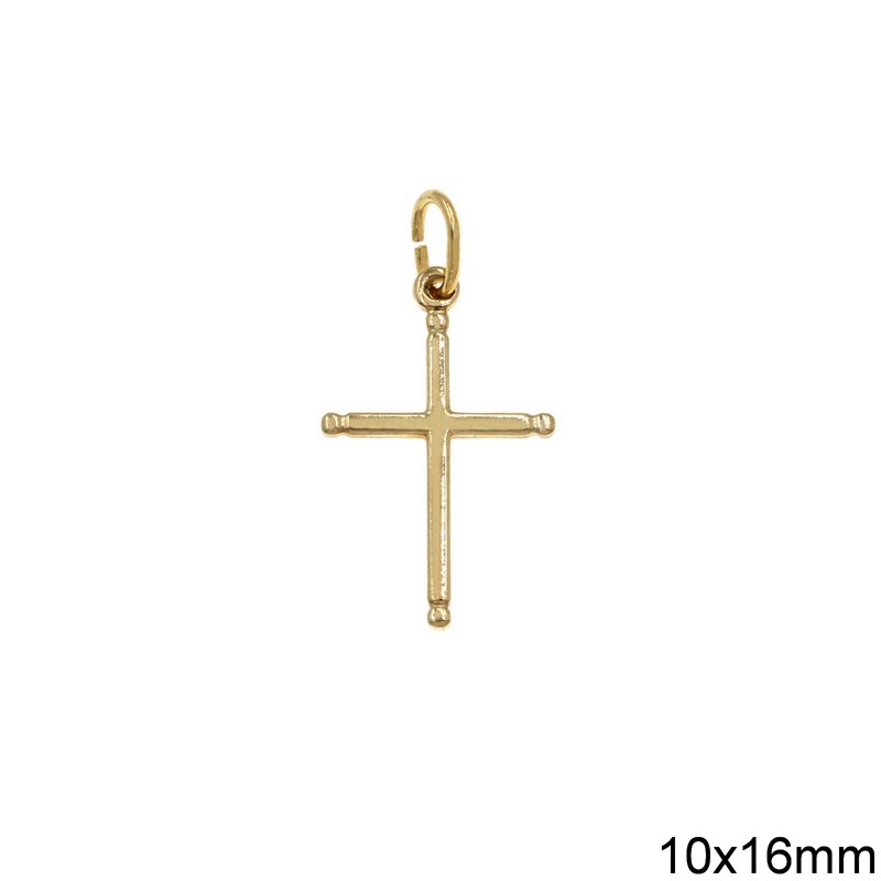 Gold Pendant Cross 10x16mm K14, 0.3gr