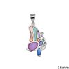 Silver 925 Pendant Butterfly with Mop-shell 16mm
