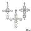 Silver 925 Pendant Cross with Zircon 37mm