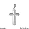 Stainless Steel Double Pendant Cross 8x26x40mm