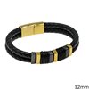 Stainless Steel Bracelet with Braided Leather 12mm