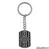 Stainless Steel Rectangular Keychain with Cross 