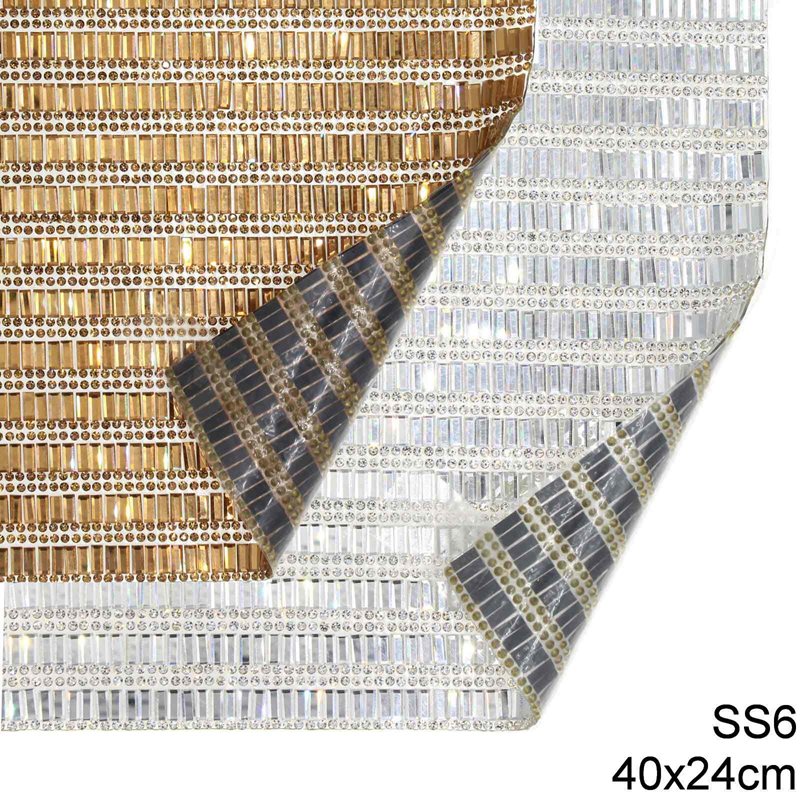 Hot Fix Sheet 40x24cm with Rhinestone SS6 and Baguettes