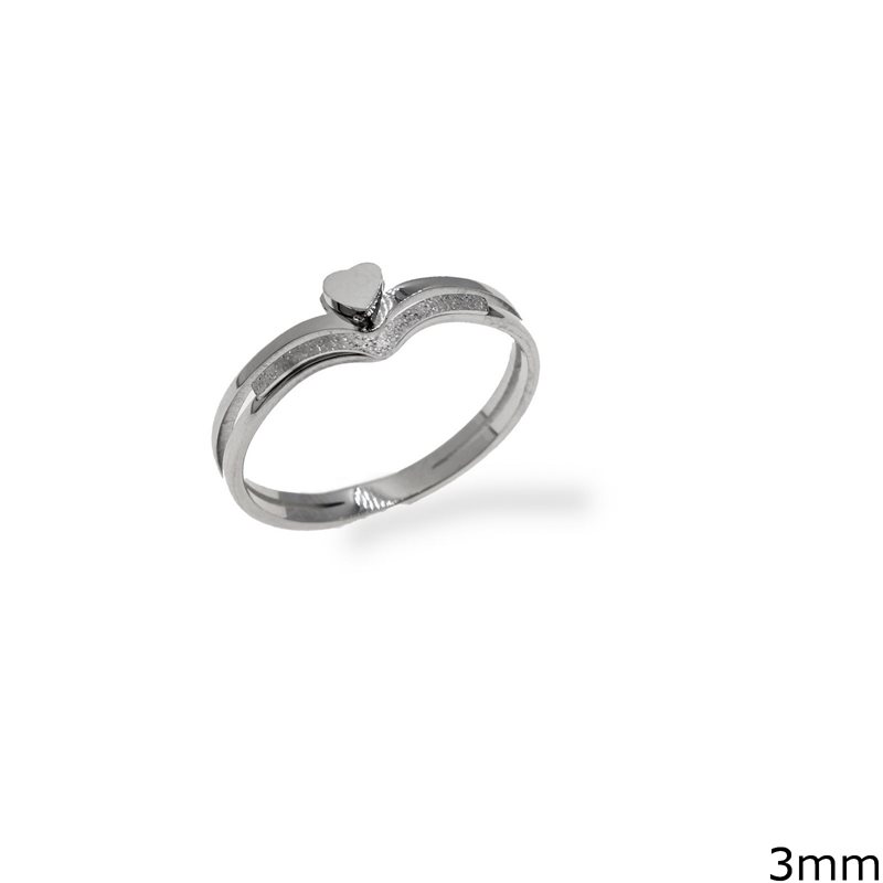 Δαχτυλίδι Ατσάλινο με Καρδιά 3mm
