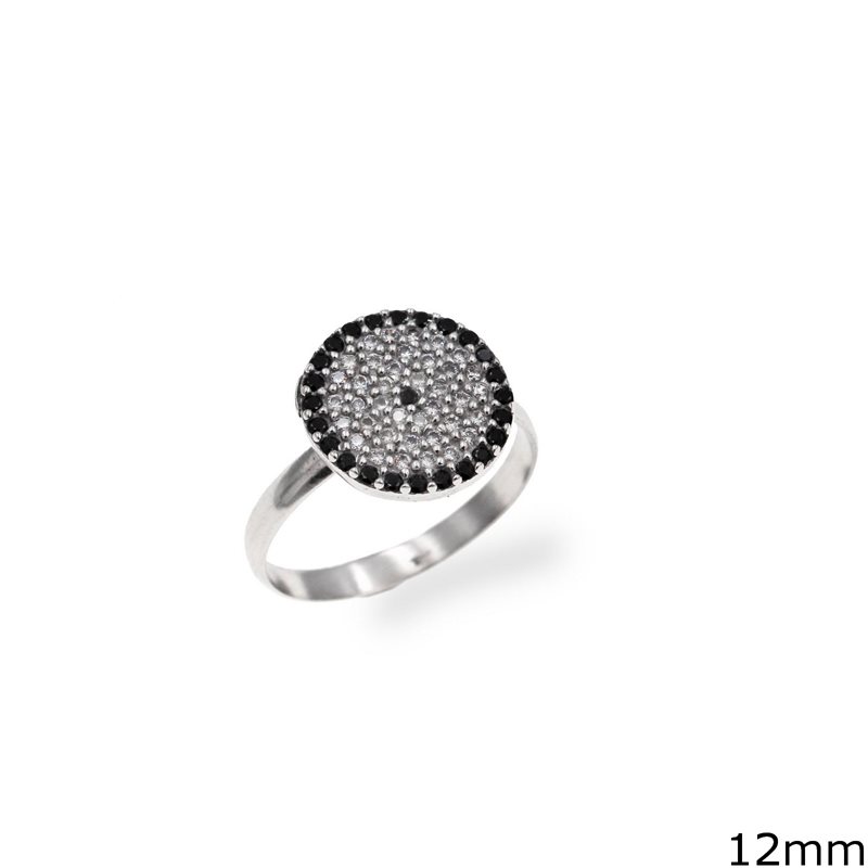 Silver 925 Ring Target with Zircon 12mm