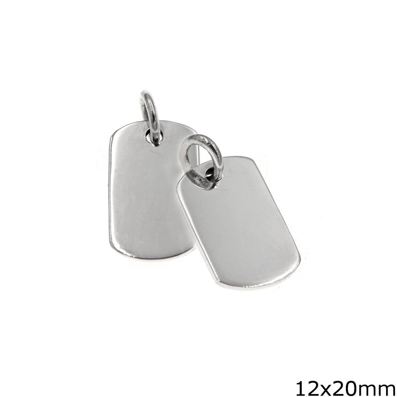 Silver 925  Pendant Tag 12x20mm