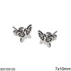 Stainless Steel Earrings Lacy Butterfly 7x10mm