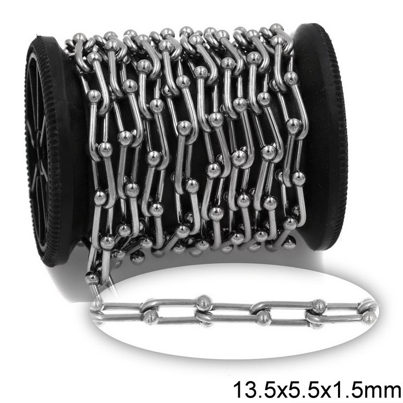 Stainless Steel "Horseshoe" Link Chain 13.5x5.5x1.5mm