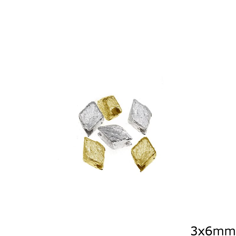 Silver 925 Rhombus Bead 3x6mm
