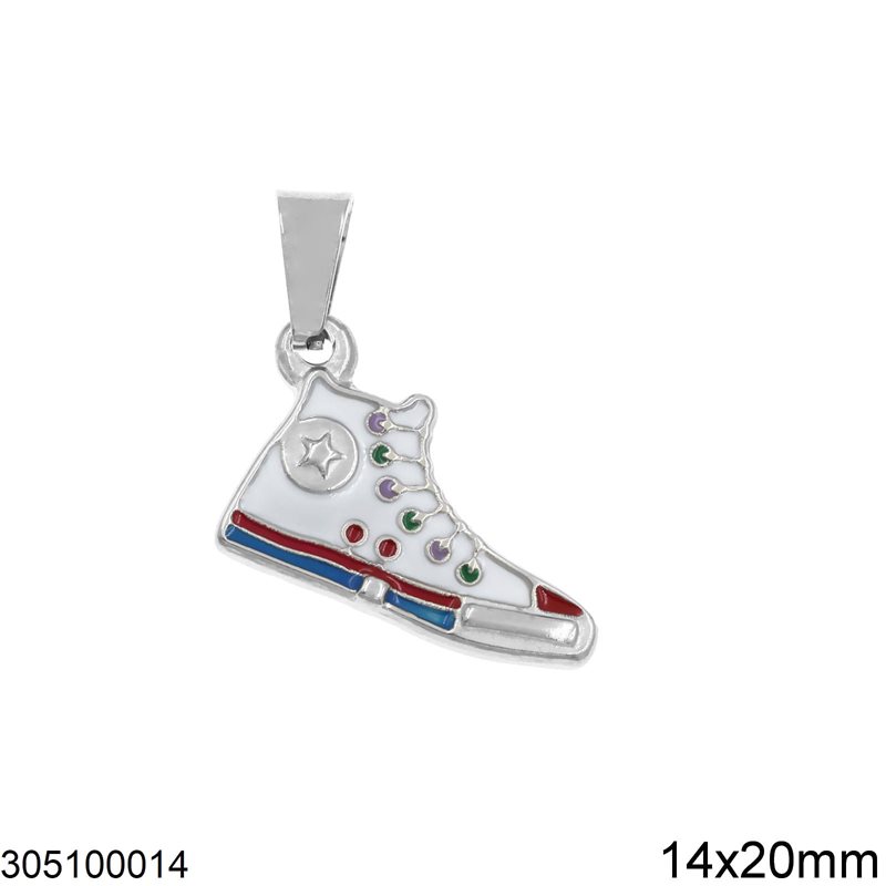 Stainless Steel Pendant Sports Shoe with Enamel 14x20mm