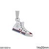 Stainless Steel Pendant Sports Shoe with Enamel 14x20mm