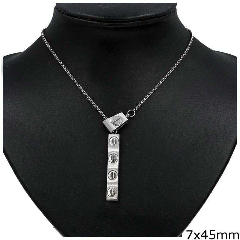 Stainless Steel Necklace Tag with Screw 7x45mm