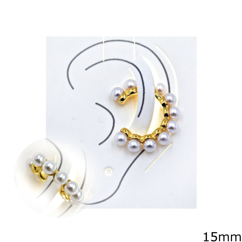 Metallic Ear Cuffs Not Pierced with Pearls 15mm