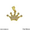 Silver 925 Spacer & Pendant Crown with Zircon 13x18mm