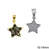 Silver 925 Pendant & Spacer Star with Zircon 10-14mm