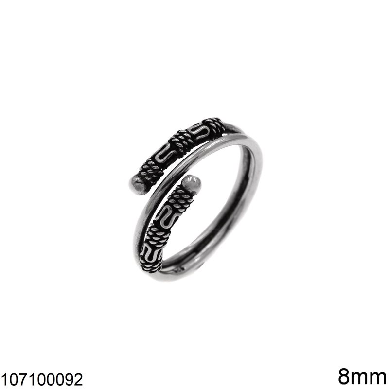 Silver 925 Double Wire Ring 8mm, Oxidised