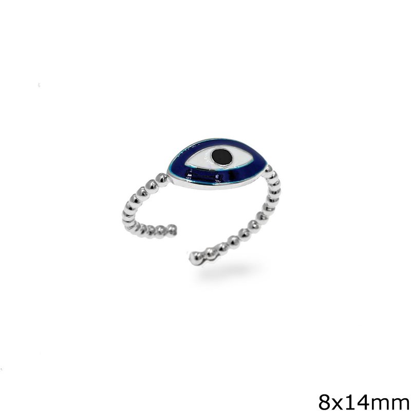 Δαχτυλίδι Ασημένιο 925  Μάτι με Σμάλτο 8x14mm