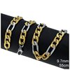 Stainless Steel Figaro Textured  Chain 3:1 9.7mm