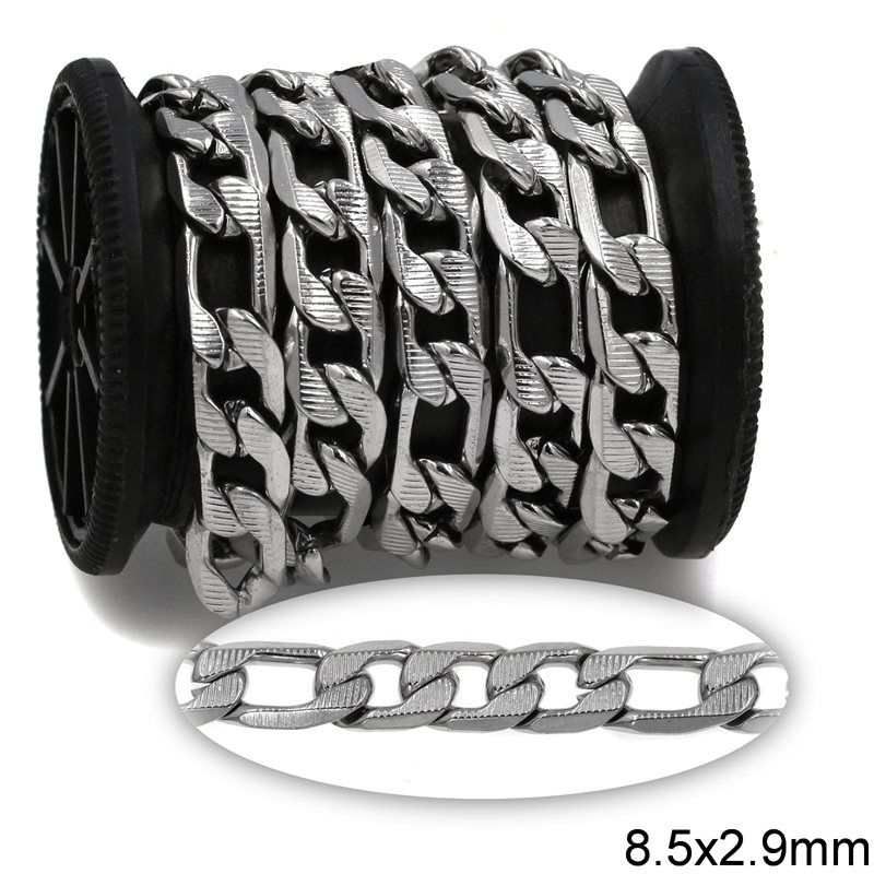 Stainless Steel Figaro Chain 8.5x2.9mm