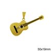 Stainless Steel Pendant Guitar 50x19mm