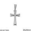 Stainless Steel Pendant Cross 20x33mm with Triangle Edges