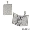 Stainless Steel Pendant Holy Bible Openable 27x35mm