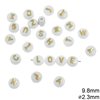 Plastic Bead with Gold Color Letter 9.8mm and 2.3mm hole WHITE