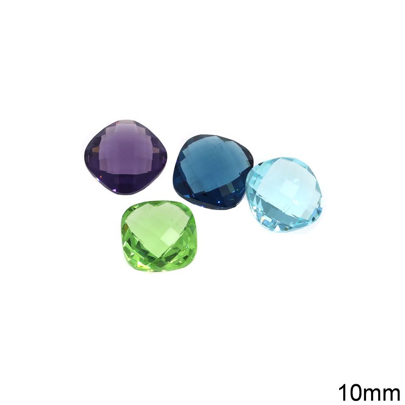 Rounded Square Two Sided Briolette Crystal 10mm