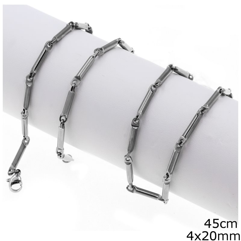 Stainless Steel Chain with Tubes 4x20mm 45CM