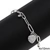 Stainless Steel Bracelet Heart 4x10mm with Oval Hoop Chain and Zircon 