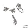 Silver 925 Set of Pendant , Earrings and Ring Buterfly and Dragonfly with Zircon 