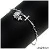 Silver 925 Anklet Skull with  Cross 10x23mm
