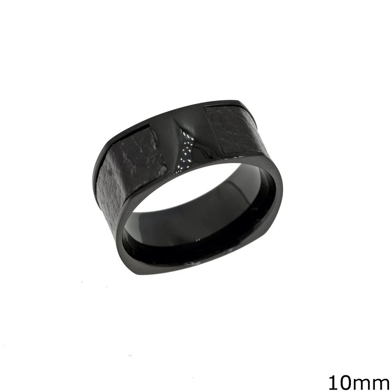 Stainless Steel Male Ring with Leather 10mm