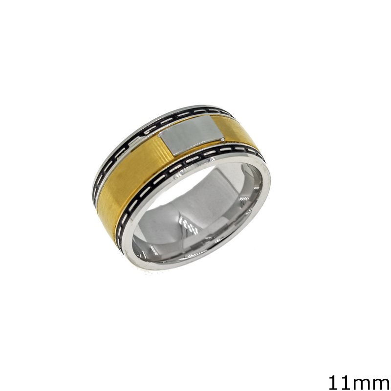 Stainless Steel Male Two Tone Matte Ring 11mm