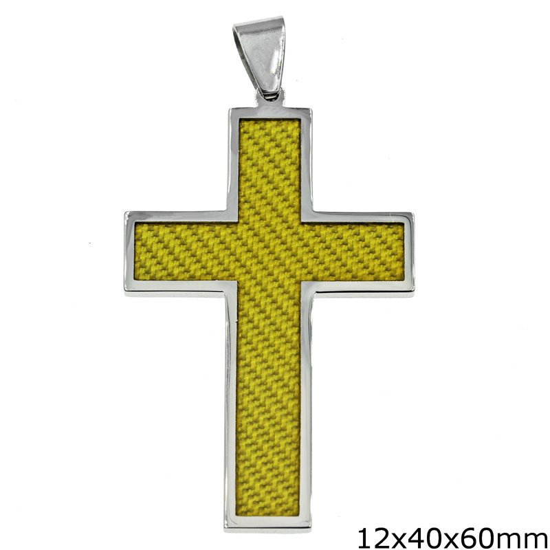 Μενταγιόν Ατσάλινο Σταυρός με Σχέδιο 12x40x60mm